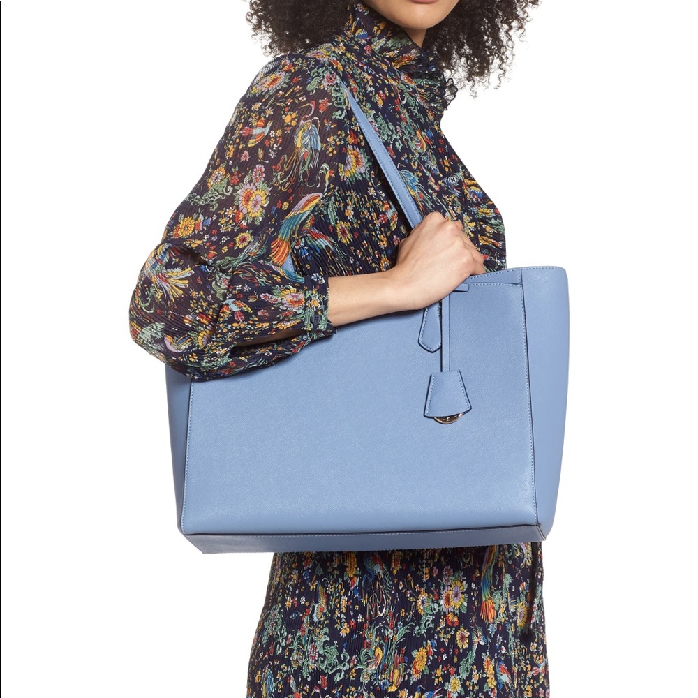Tory Burch Robinson Saffiano Leather Tote Bluewood - Picture 6 of 11